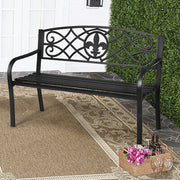 Outdoor Steel-Slat Garden Bench