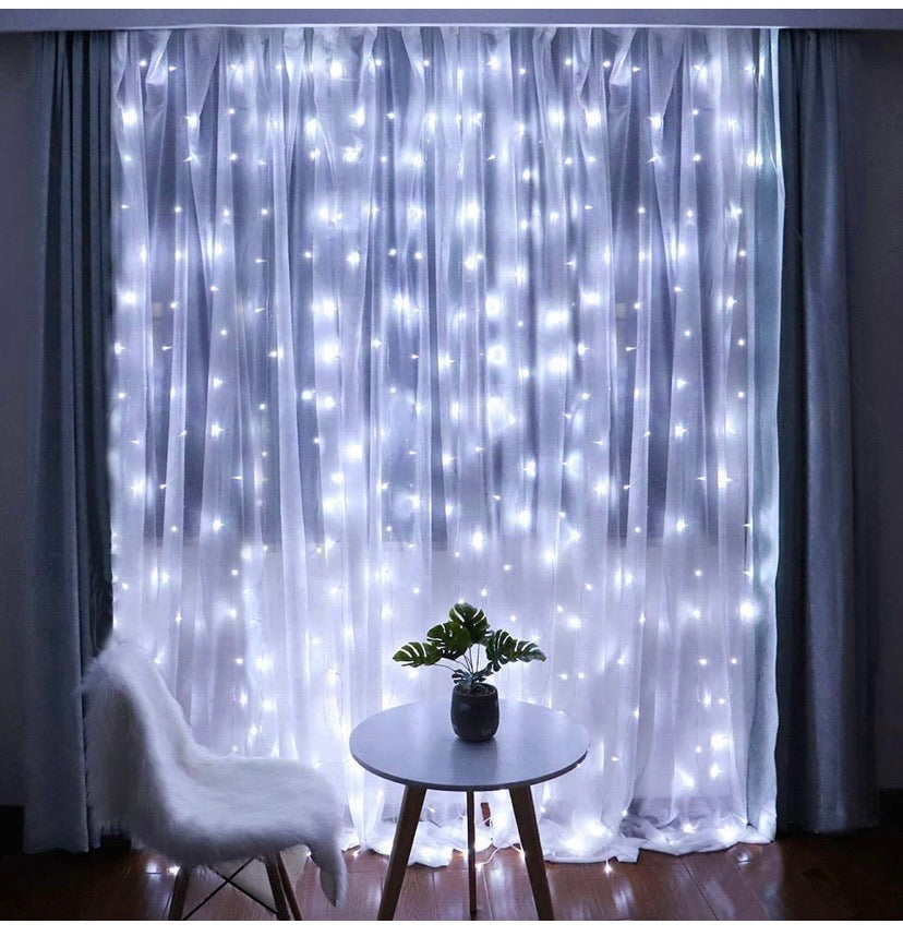 Curtain String Lights with Remote, LT 300 LEDs Window Curtain Fairy Lights 8 Modes 9.8ftx9.8ft USB Powered Fairy Lights for Party Bedroom Wall, Christmas Wedding Party Home Garden Outdoor Indoor Wall Decorations(Cool White)