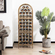 45-Bottle Arched Gold Steel Wine Rack with Latching Door