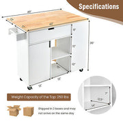 Drop-Leaf Rolling Kitchen Island with Cabinet & Drawer