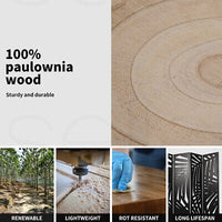 Black Paulownia-Wood 4-Panel Folding Room Divider