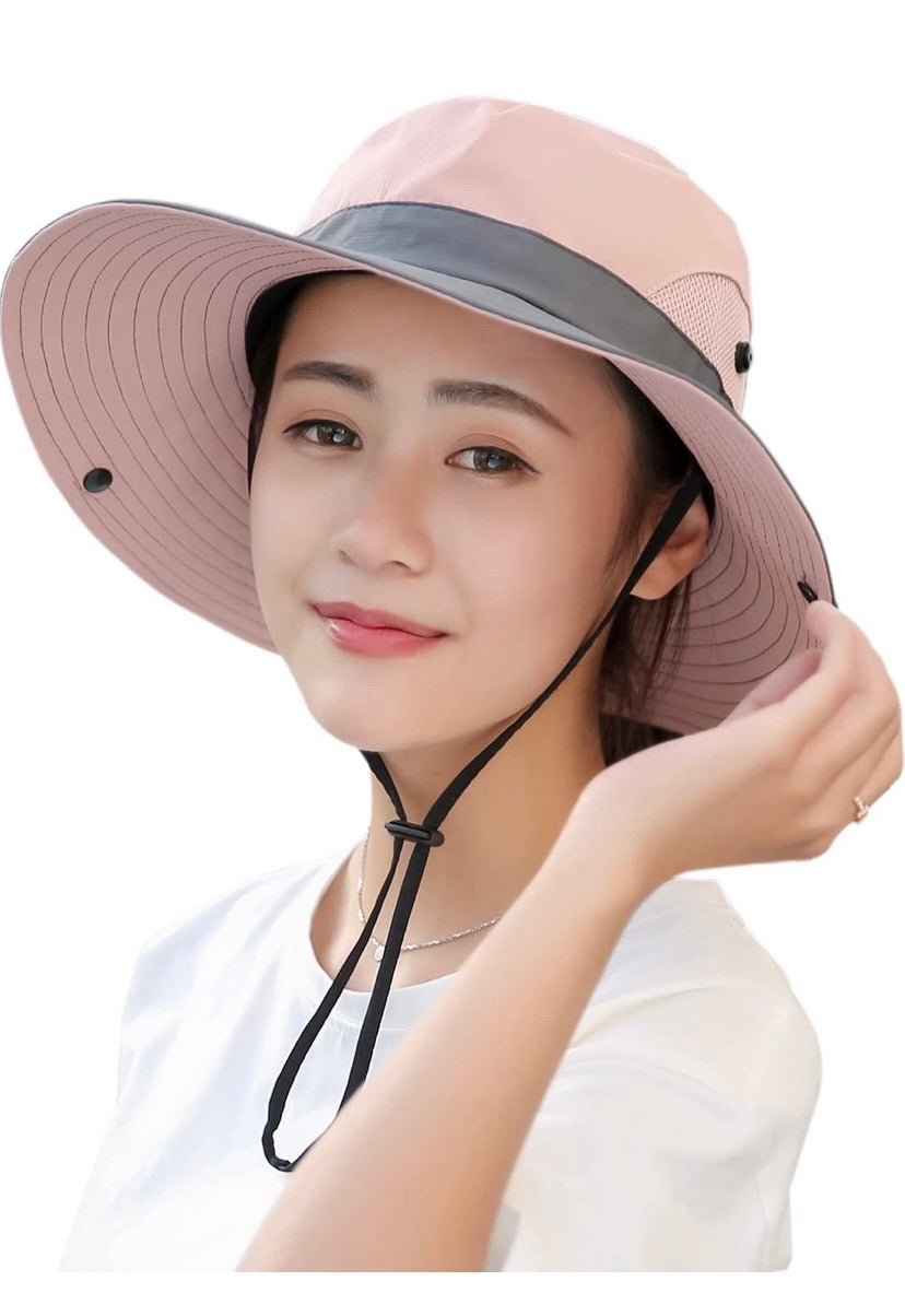 Women's Outdoor UV Protection Foldable Mesh Wide Brim Beach Fishing Hat