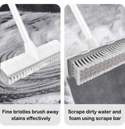 Adjustable Long-Handle Floor Scrub Brush with Scraper