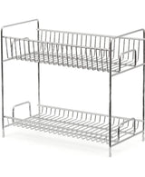 2-Tier Standing Rack EZOWare Kitchen Bathroom Countertop 2-Tier Storage Organizer Spice Jars Bottle Shelf Holder Rack - Chrome