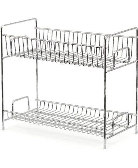 2-Tier Standing Rack EZOWare Kitchen Bathroom Countertop 2-Tier Storage Organizer Spice Jars Bottle Shelf Holder Rack - Chrome