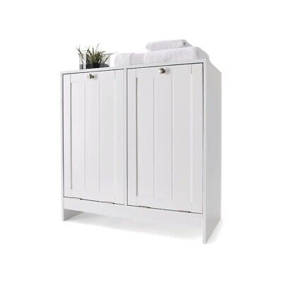 Tilt-out White Laundry Hamper Cabinet Storage Shelf Washing Clothes Free Postage