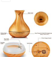 550ml Essential Oil Diffuser, Cool Mist Ultrasonic Humidifier, Wood Grain Fragrance Aroma Diffuser with 7 LED Color Changing Light, Waterless Auto,Timer for Home Bedroom Office Yoga Spa (Light Wood Grain)