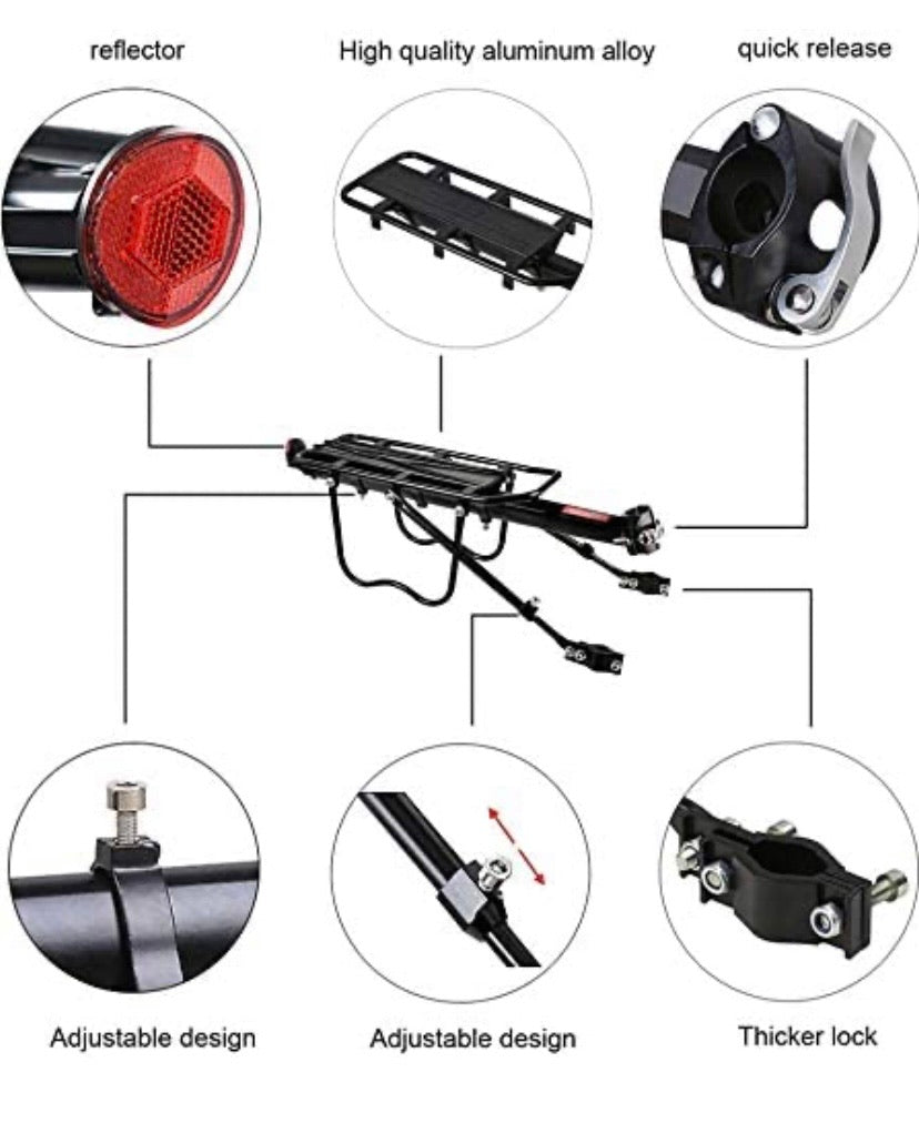 Bicycle Cargo Rack Rear Bike Pannier Rack Quick Release Mountain Road Bike Carrier Rack (60KG/120KG Capacity)