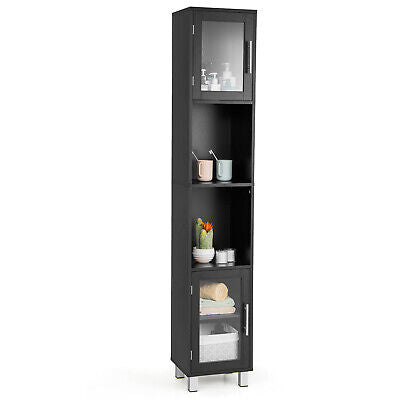 180 cm Five-Tier Tall Storage Cabinet with Glass Doors