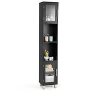 180 cm Five-Tier Tall Storage Cabinet with Glass Doors