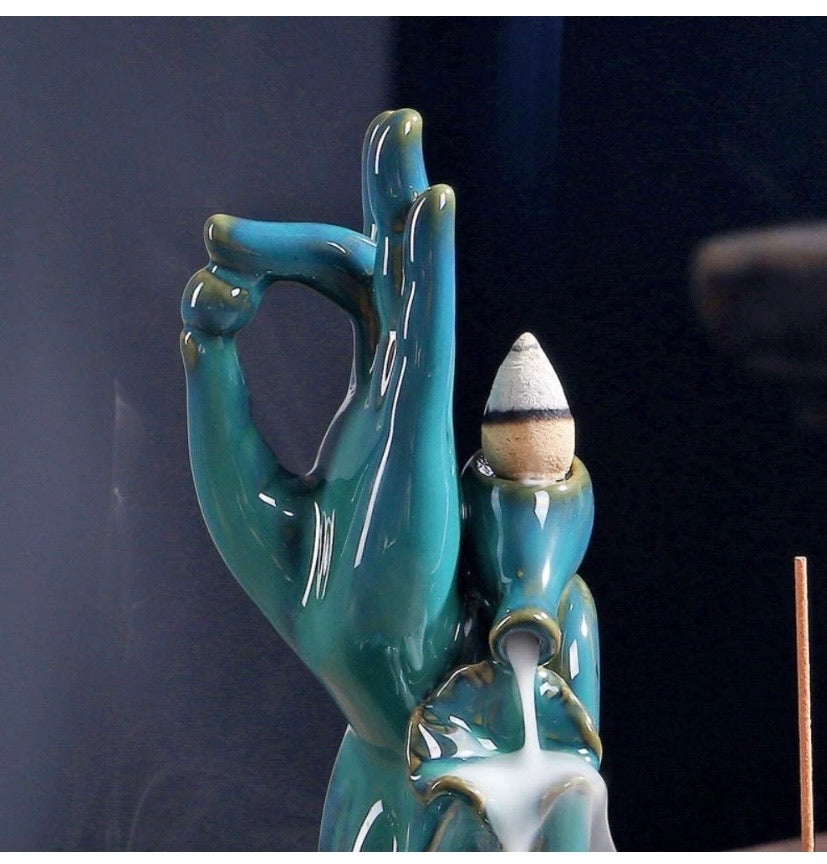 Ceramic Zen Buddha's-Hand Backflow Incense Burner