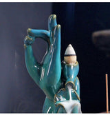 Ceramic Zen Buddha's-Hand Backflow Incense Burner