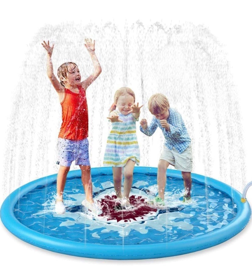 170cm Inflatable Splash Sprinkler mat, Outdoor Sprinkler mat Toy in Summer, Used for Children Toddler Pool Dog Wading Pool Splash Game mat ( Shark)