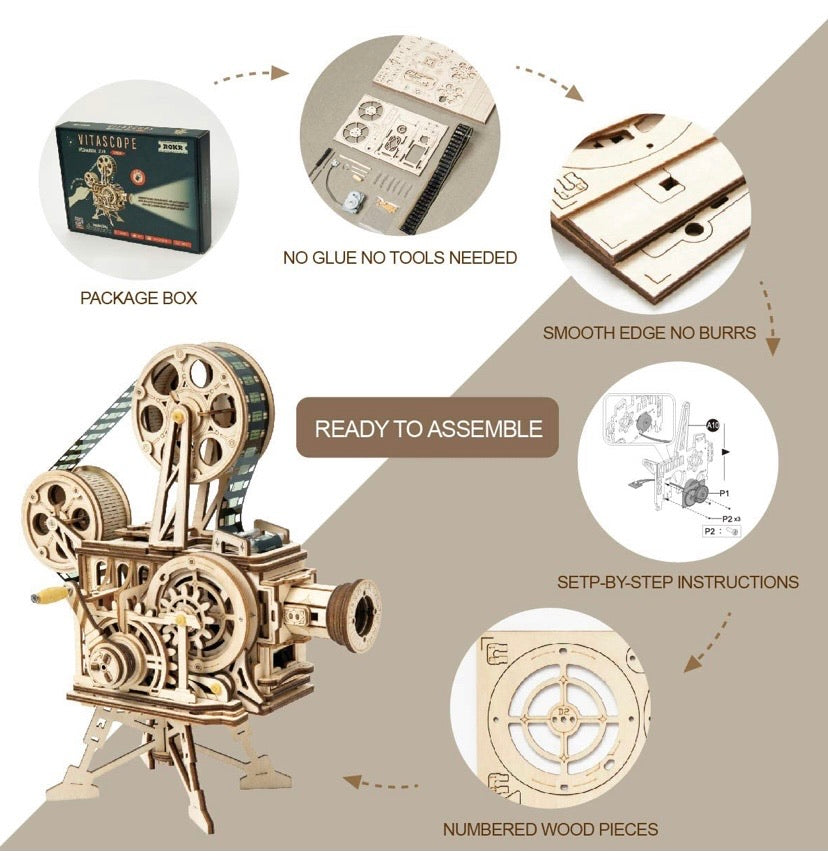 3D Wooden Puzzle Mechanical Model Projector