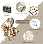 3D Wooden Puzzle Mechanical Model Projector