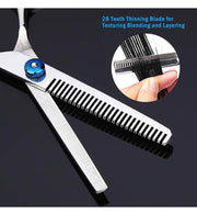 Professional Hair Cutting Scissors, YBLNTEK 9 PCS Barber Thinning Scissors Hairdressing Shears Stainless Steel Hair Cutting Shears Set with Cape Clips Comb for Barber Salon and Home