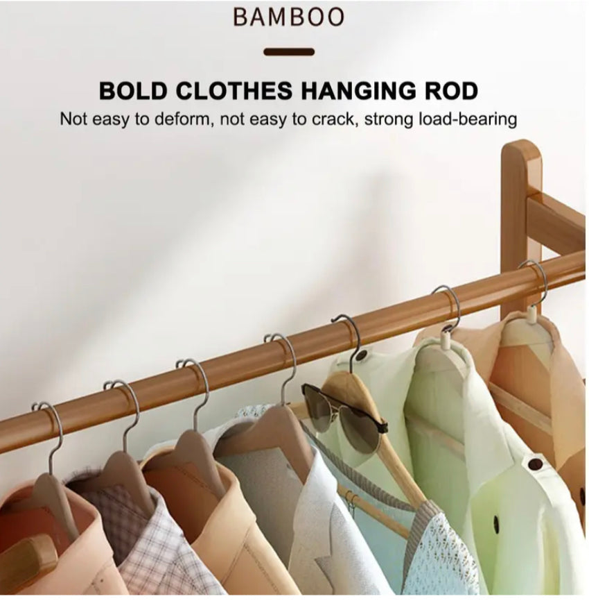Solid Wood Coat Rack Stand Clothes Hanging Rail Rack Shelf Closet Hooks Storage Shelf