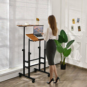 Mobile 2-Tier Adjustable Sit-Stand Laptop Desk