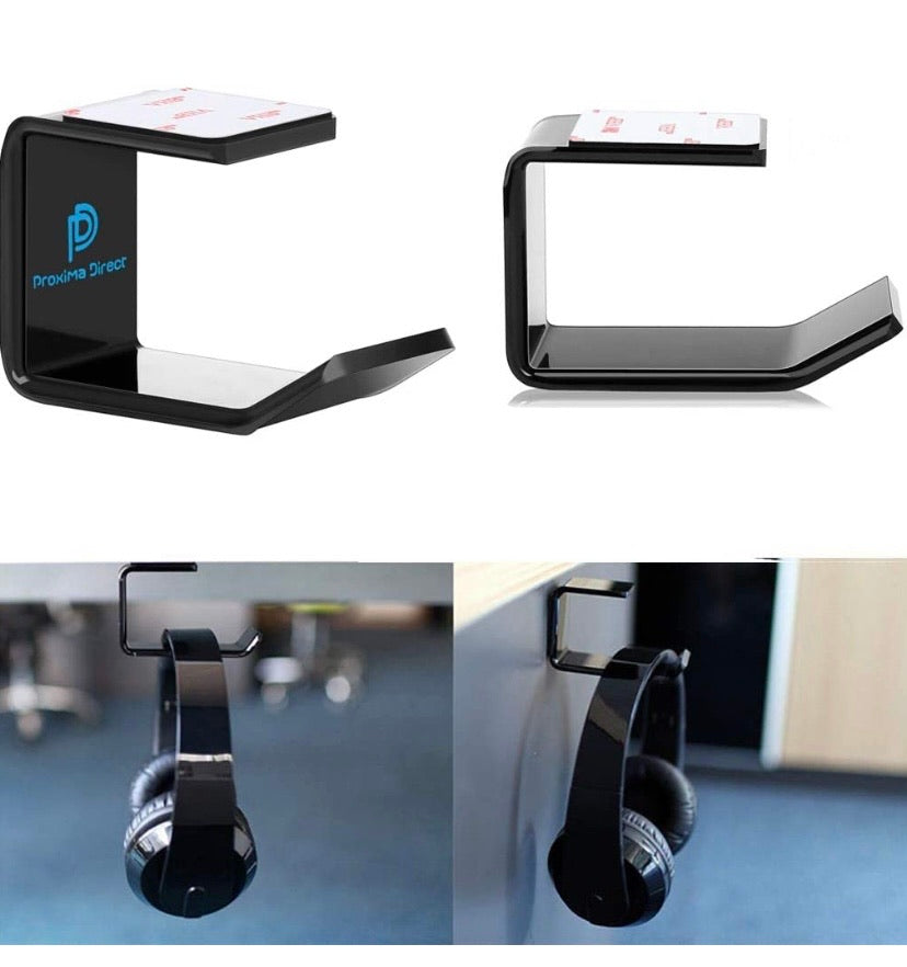 Acrylic Under-Desk Headphone Hanger – Black