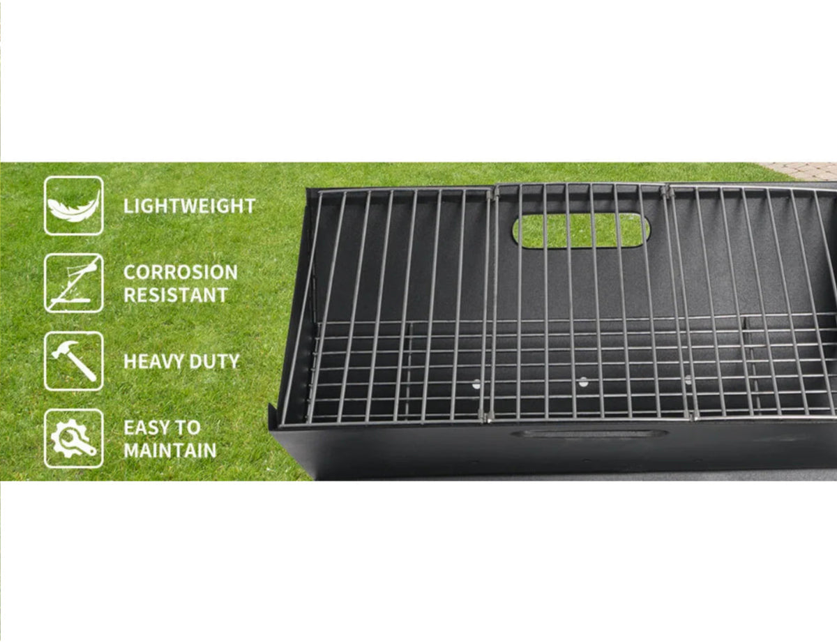 Compact Fold-Flat Portable Charcoal BBQ Grill