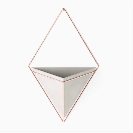 Trigg Hanging Planter, Large, Concrete/Copper Decor