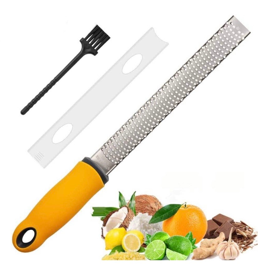 Stainless-Steel Fine Grater & Zester with Cover and Brush