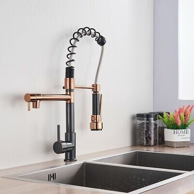 Kitchen Tap Mixer Taps Sink Basin Faucet Vanity 360° Swivel Black-Rose Gold