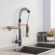 Black & Rose Gold 360° Swivel Kitchen Mixer Tap