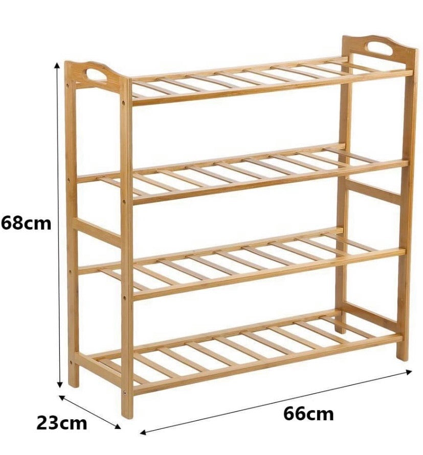 4-Tier Bamboo Shoe Rack – 66 × 23 × 68 cm