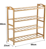 4-Tier Bamboo Shoe Rack – 66 × 23 × 68 cm