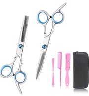 Professional Hair Cutting Kit, Xcellent Global Home Barber Salon Haircutting Thinning Hair Shears Kit with Comb and Storage Bag for Men and Women