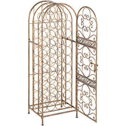 45-Bottle Arched Gold Steel Wine Rack with Latching Door
