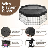 8-Panel 76 cm Metal Pet Playpen with Weather Cover