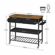 3-Tier Kitchen Storage Trolley with Drawers