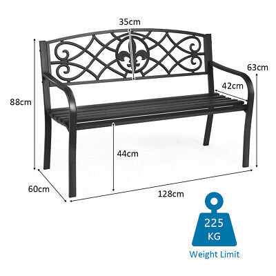 Outdoor Steel-Slat Garden Bench