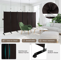 334.5 × 172 cm 6-Panel Rolling Room Divider – 4 Colours