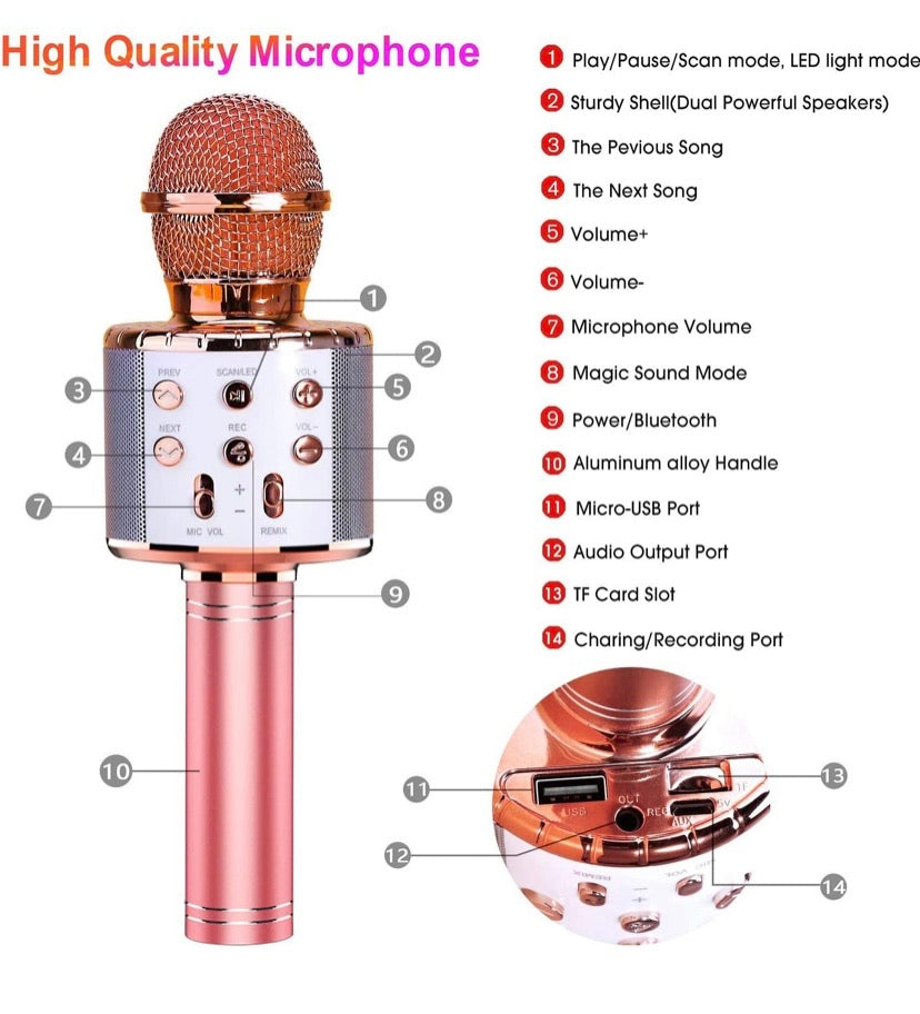 BlueFire 4-in-1 LED Bluetooth Karaoke Microphone – 4 Colours