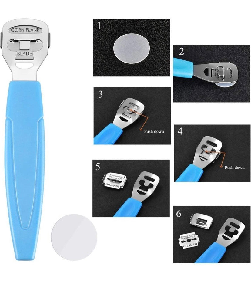 Stainless-Steel Pedicure & Foot-Care Tool Set – 6 Tools + 5 Blades