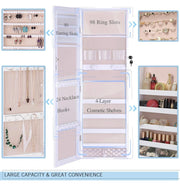 LUXFURNI White USB LED Full-Length Mirror Jewellery Cabinet