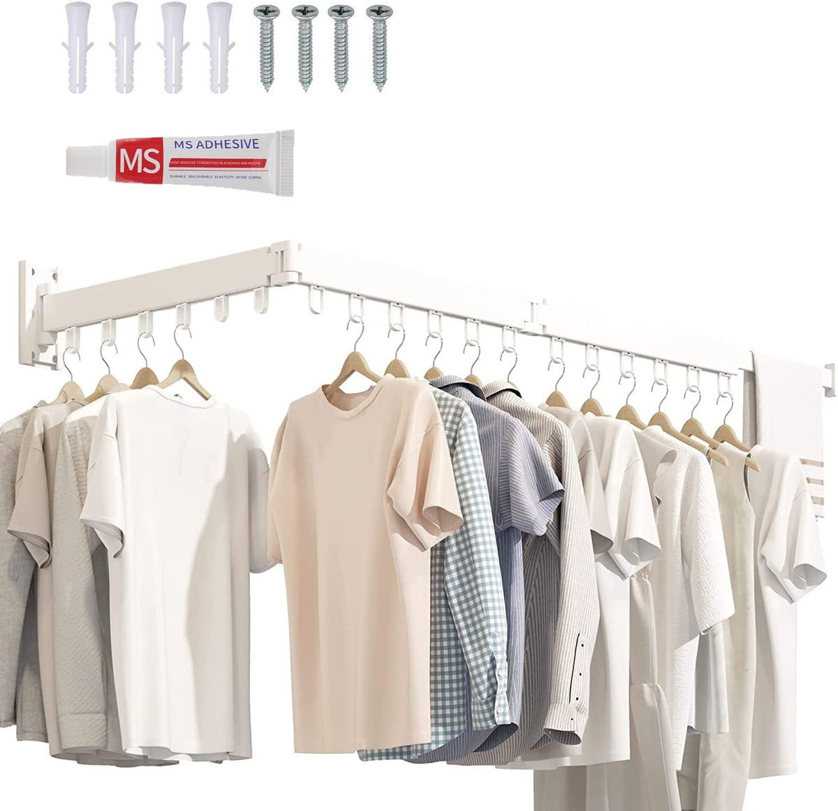 120 cm Tri-Fold Wall-Mounted Clothes-Drying Rack