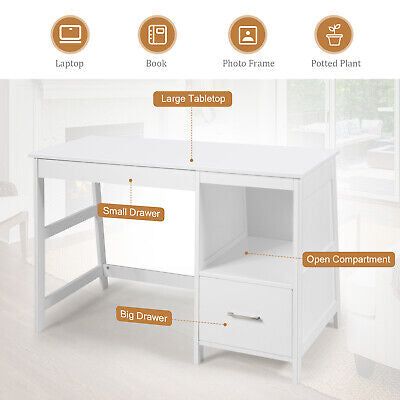 Computer Desk with Drawers & Storage Shelf