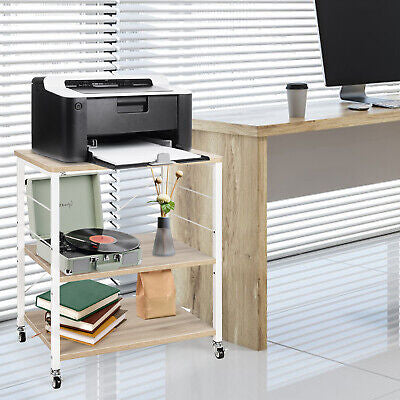 3-Tier Rolling Kitchen Storage Trolley with Hooks
