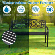 Outdoor Steel-Slat Garden Bench