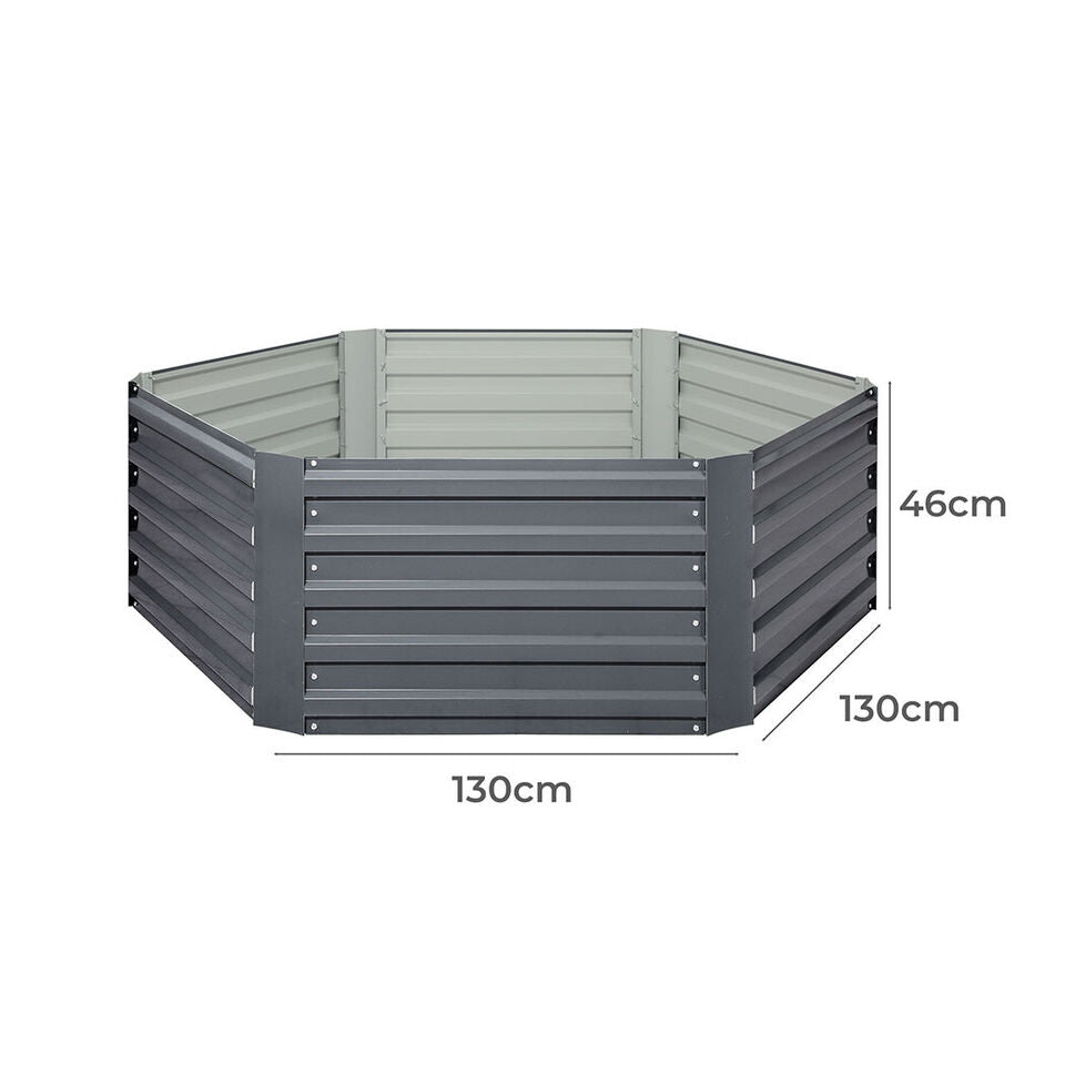 Hexagonal Coated-Steel Raised Garden Bed – 130 × 130 × 46 cm