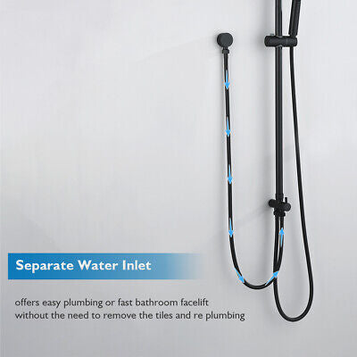 9-Inch Black Twin Shower Rail Set with Two Hoses