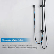 9-Inch Black Twin Shower Rail Set with Two Hoses