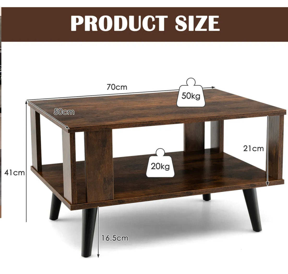 Mid-Century Coffee Table with Open Storage Shelf