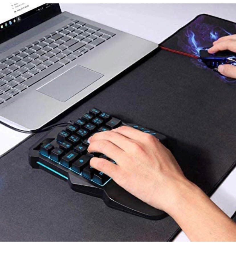 RGB Backlit Wired Gaming One Hand Keyboard