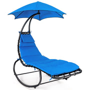 Hammock Chair Swing Lounger Chaise Outdoor Daybed w/ Pillow Canopy Stand Cushion