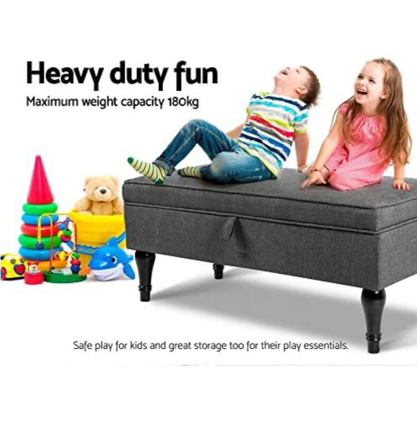 Artiss Fabric Storage Ottoman Bench Grey